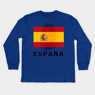 Spain Flag Soccer DNA Kids Long Sleeve T-Shirt